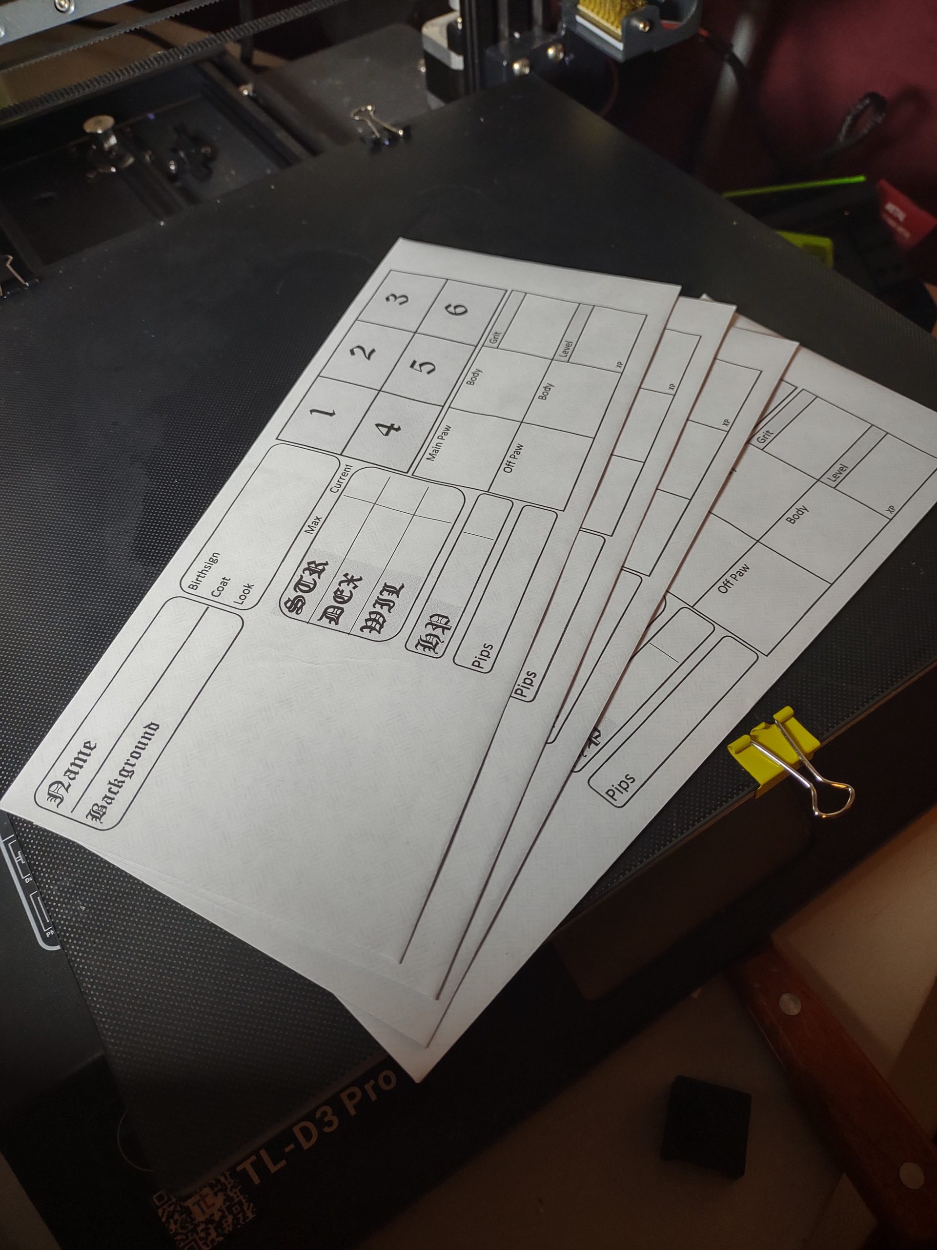 No. 10 Envelope Character Sheet