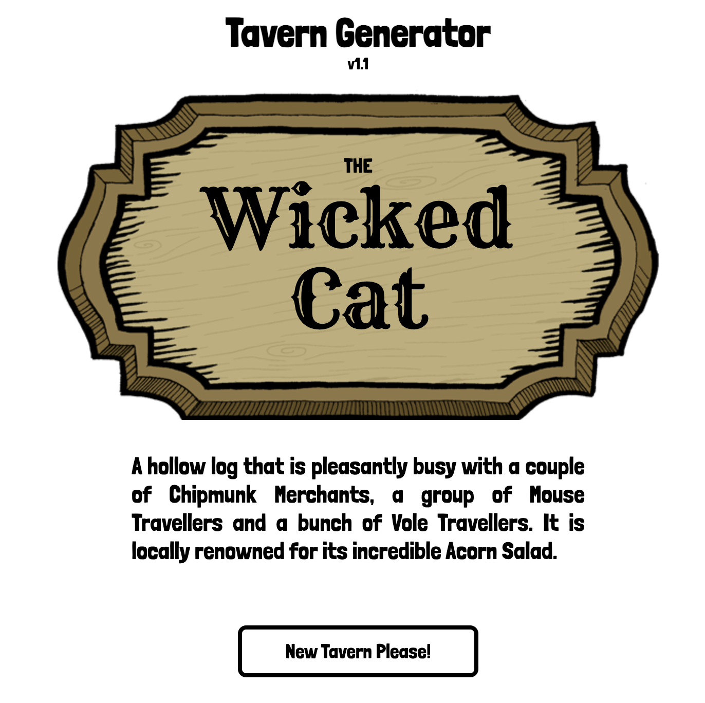 Tavern Generator