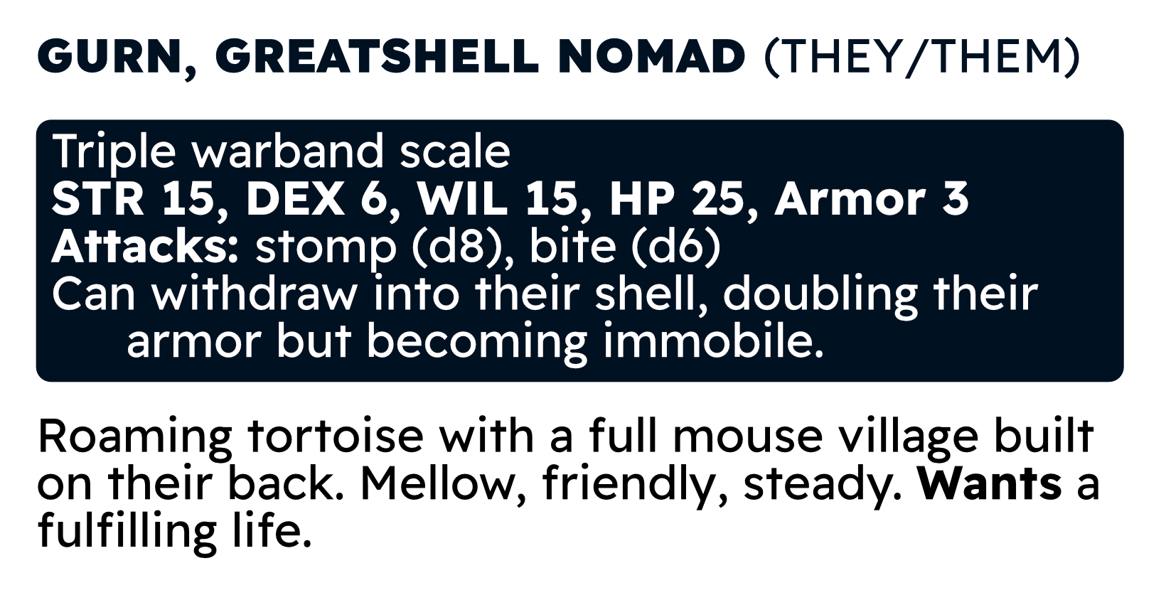 Gurn, greatshell nomad